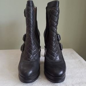 Nine West Gray Leather  Fashion Boots Size 8.5